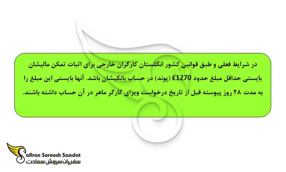 شرایط مالی متقاضیان ویزای کاری انگلستان