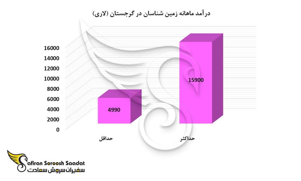 درآمد ماهانه زمین شناسان در گرجستان