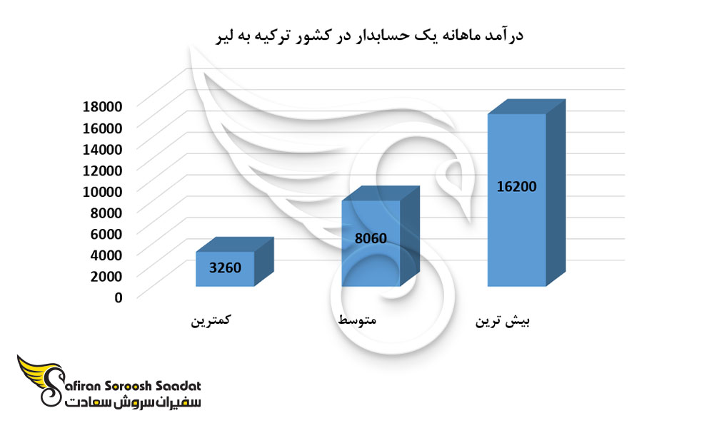 درآمد ماهانه یک حسابدار در کشور ترکیه