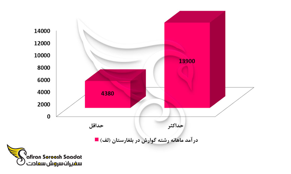حقوق ماهیانه کار در بلغارستان برای رشته گوارش