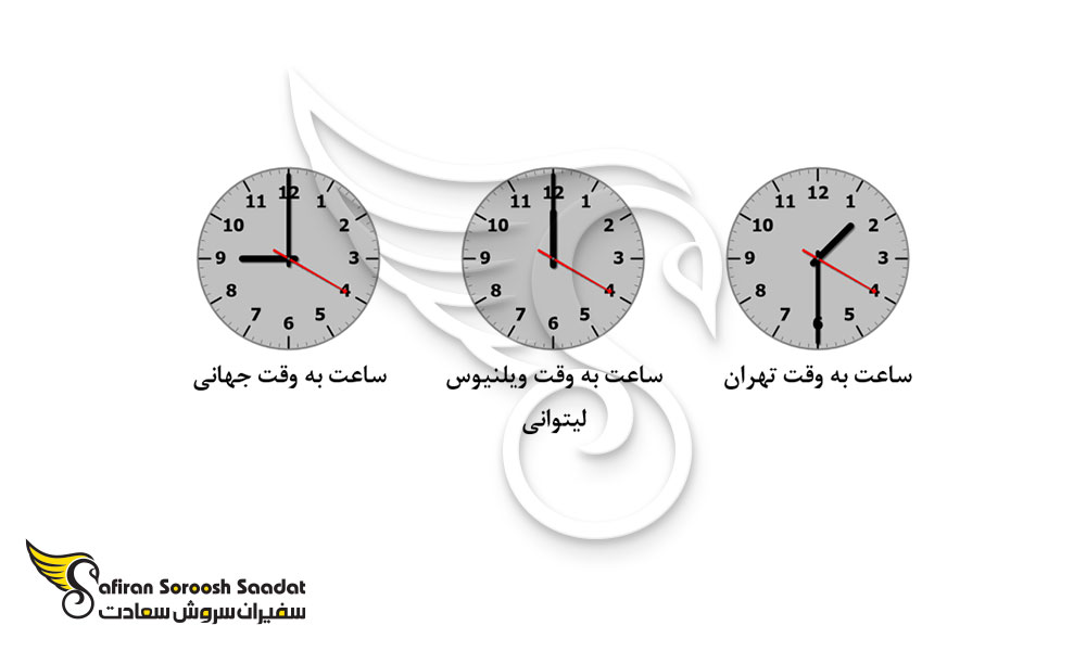 بررسی اختلاف ساعت ویلنیوس لیتوانی و ایران