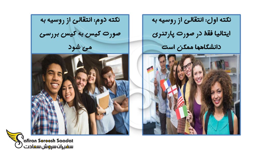نکاتی درباره گرفتن انتقالی از روسیه به ایتالیا